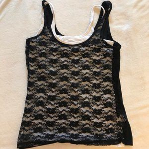 Black lace front tank
